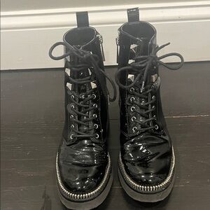Michael Kors Black Patent leather Lace-Up Boots Size 5